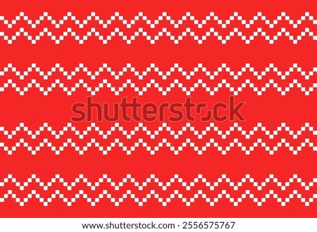 Red christmas fair isle pattern background for fashion textiles, knitwear and graphics. Landscape mode