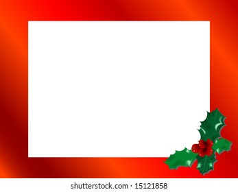 Red christmas frame with holly