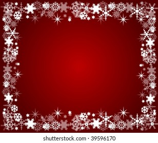 red christmas frame with snowflakes