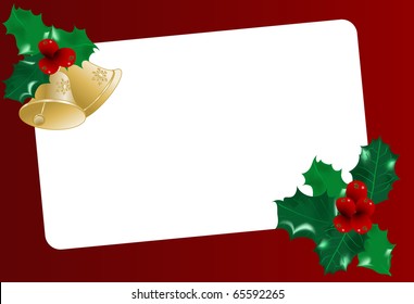 Red christmas frame with two bells