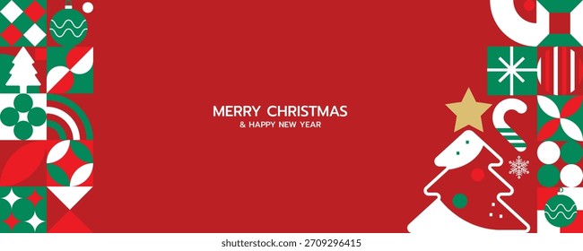 Red christmas geometric background for poster, card, cover, social media vector design. 