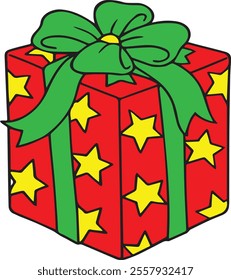 Red Christmas Gift Box Vector 