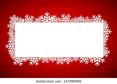 Red Christmas gift card, Merry Christmas snowflake background with space for your wishes, modern holiday vector illustration