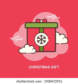 Red Christmas gift flat concept design