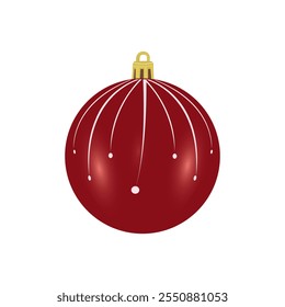 Red Christmas Glass Ball ornament vector illustration. Christmas Ornament.