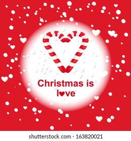 red christmas greeting card with candy canes