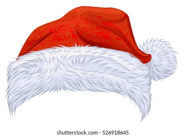 Red Christmas hat. Isolated on white vector illustration