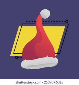 Red Christmas hat. Santa Claus, cap, white fur. Xmas concept. Vector illustration can be used for topics like party, holiday, costume