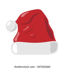 Red Christmas hat of Santa Claus isolated on white. New Year cap. EPS 8 vector illustration, no transparency