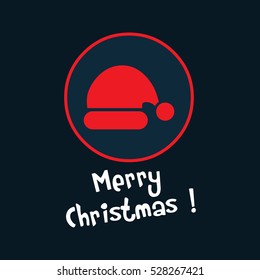 red christmas icon. hat santa