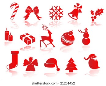 Red christmas icons vector illustration