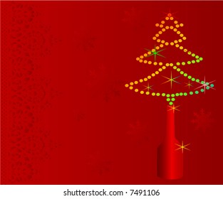red christmas illustration with bottle