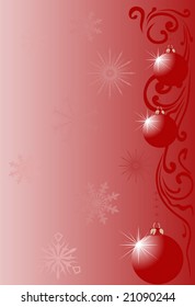 red christmas illustration with New-Year tree decorations