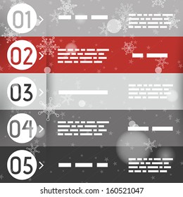 red christmas infographic five options in rings. infographic concept.
