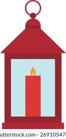 Linterna de Navidades rojas con la Ilustración vectorial plana de la vela aislada.
Fondo transparente.
