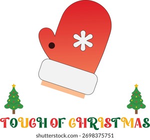 Vermelho Natal Mitten com Floco de Neve Árvores Festivas