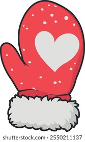 red Christmas mitten without background