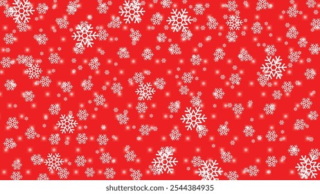 Fondo rojo de la Navidad y del año nuevo con los copos de nieve