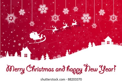 Red Christmas and New Year banner with Santa Claus