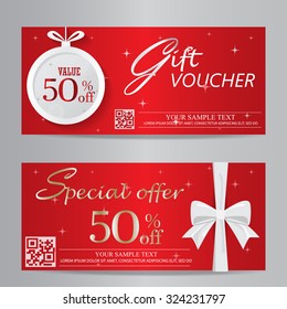 red christmas and new year gift voucher certificate coupon template. can be use for business shopping card, customer sale and promotion, layout, banner, web design. vector  illustration