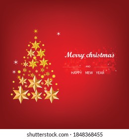 Red Christmas and New Years red background with Christmas Tree