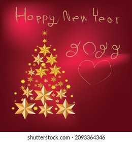 Red Christmas and New Years red background with Christmas Tree