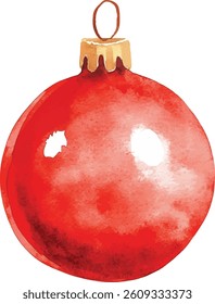 Red Christmas Ornament Watercolor  vector illustration