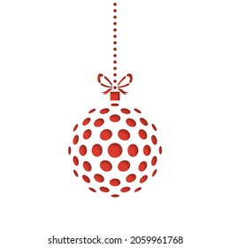 Ornamento de Navidad roja en fondo blanco. Plantilla vectorial simple para corte láser.