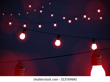 Red Christmas, Party Lights background. Glowing lights