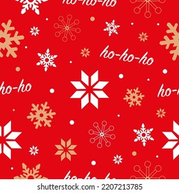 Red christmas pattern with  snowflakes. Vector illustration