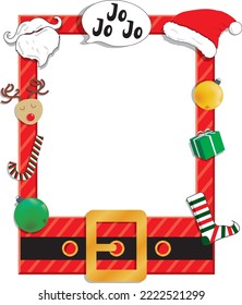 Red christmas photo frame vector. Christmas photo booth concept