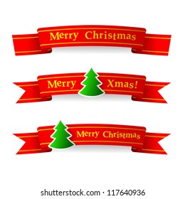 Red Christmas Ribbon With Fir Three