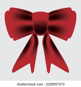 red Christmas ribbon illustrations with holly