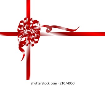 Red christmas ribbon - vector illustration