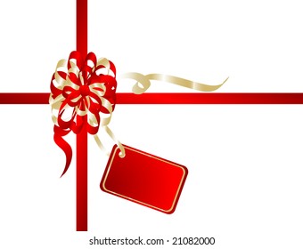 Red christmas ribbon - vector illustration