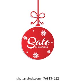 Red christmas sale ball icon new year and xmas .Vector