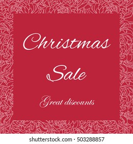 Red Christmas sale banner with lace