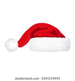 Red Christmas Santa Claus hat isolated on white background. Hand drawn simple Santa hat.
