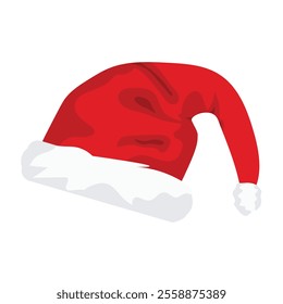  red Christmas Santa Claus hats isolated on white background. Hand drawn simple Santa hats