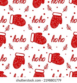 red christmas. Seamless modern pattern with Christmas symbols. Suitable for wrapping paper and holiday textiles.