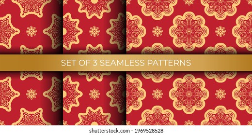 Rote Weihnachtsmuster mit Blumengeschmack. Gut für Cover, Stoffe, Postkarten und Drucken. Vektorgrafik.