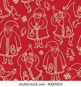 red christmas seamless pattern with Santa Claus
