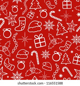 Red Christmas Seamless Pattern. Vector illustration.