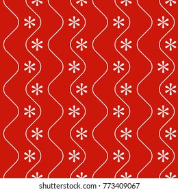 Red christmas seamless pattern. White snowflakes on the red background