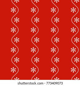 Red christmas seamless pattern. White snowflakes on the red background