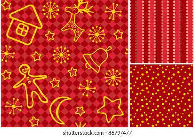 Red Christmas seamless. Vector illustration.