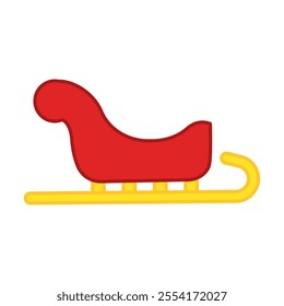 Red Christmas sleigh with golden runners Vector