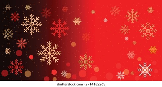 Fondo de copo de nieve de Navidades rojas con Bokeh festivo