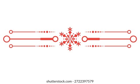 Vector de línea de divisor decorativo de copo de nieve de Navidades rojas