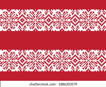 Red Christmas snowflake fair isle pattern background suitable for fashion textiles, knitwear and graphics